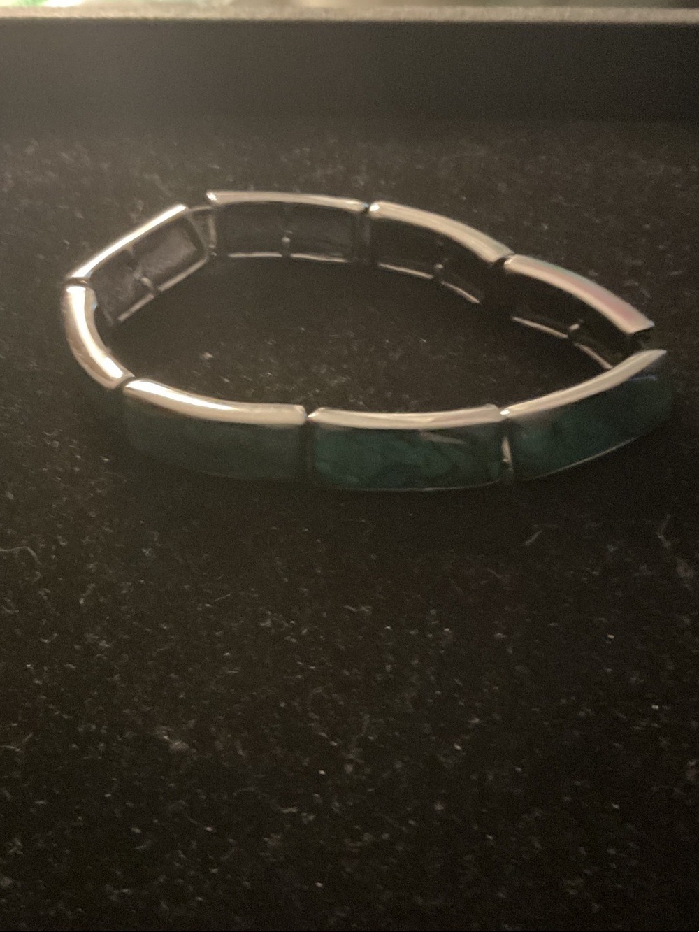Lia Sophia Green and Silver Stretch Tile Bracelet